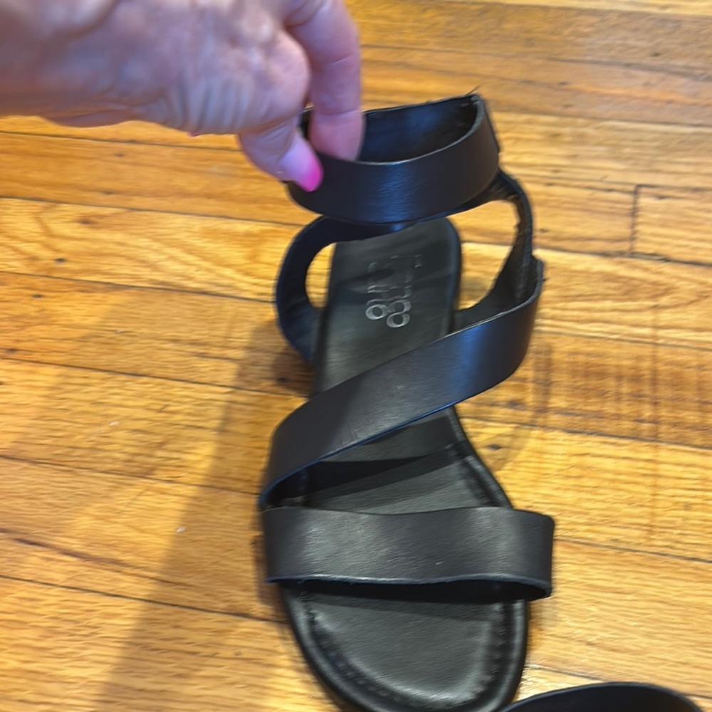 Franco Sarto Black Leather Sandals - Picture 3 of 5
